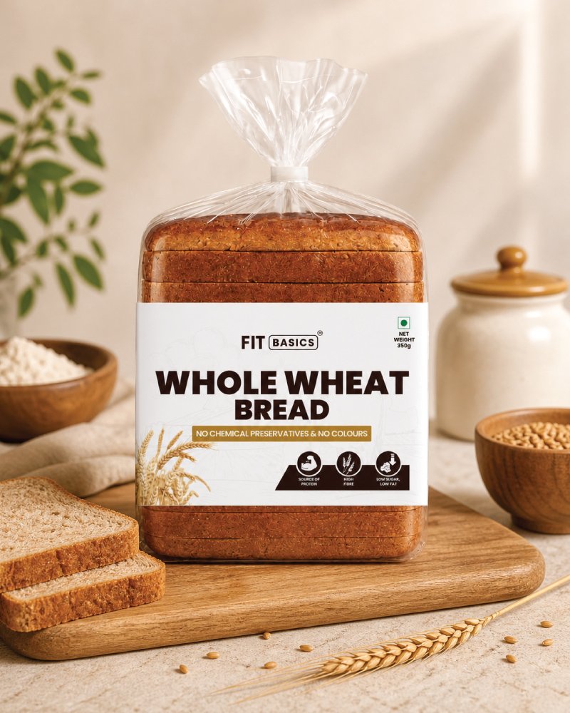 Whole wheat bread slices on a white linen cloth